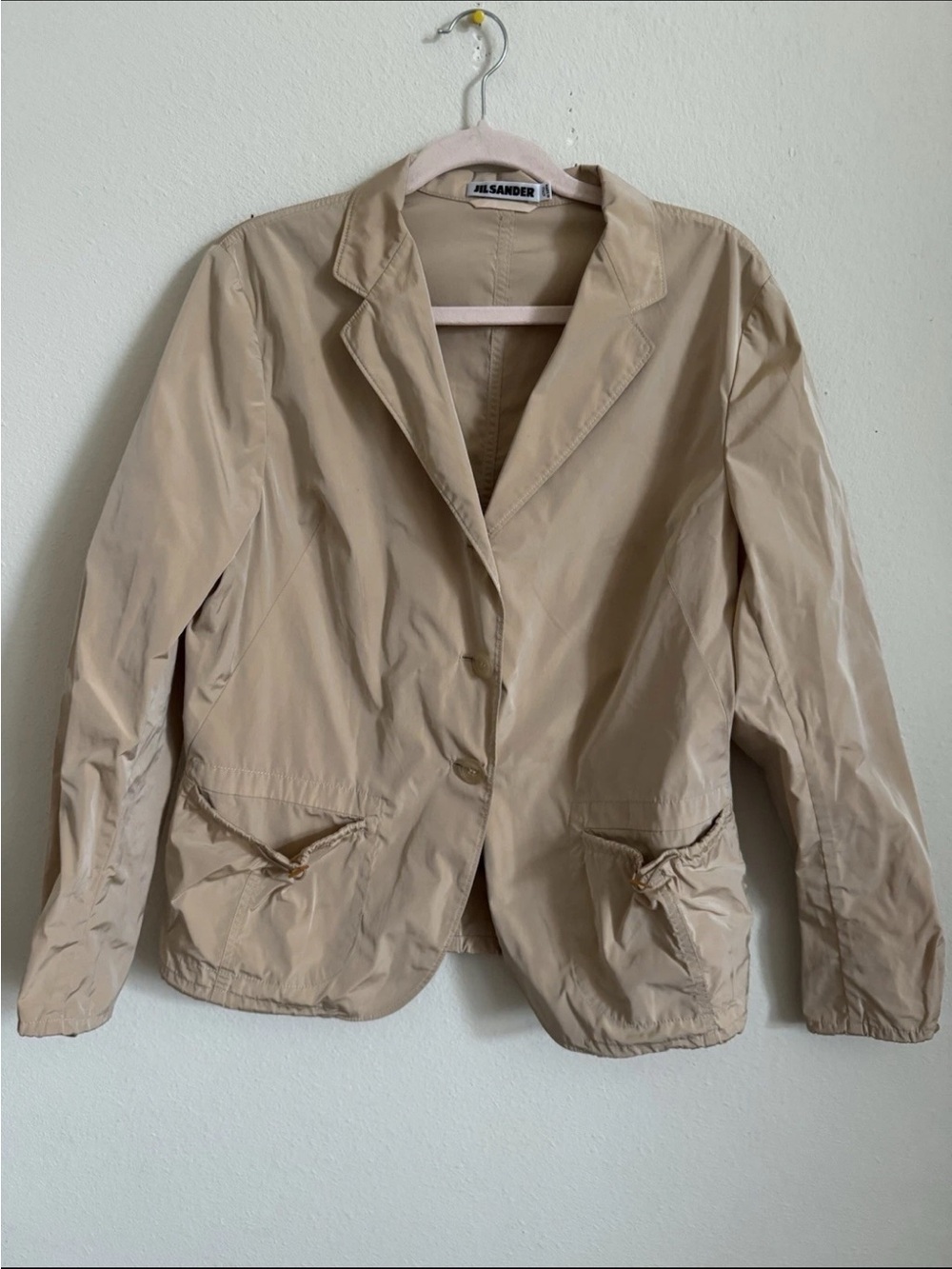 Vintage 90s Jil Sander Beige Tan Windbreaker minimalist Blazer Archival Size 42